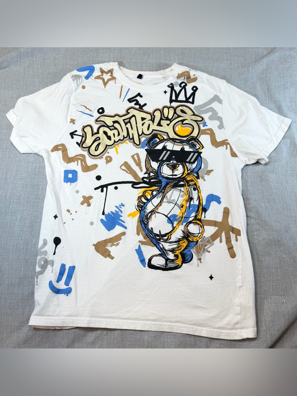 Southpole White Tee with Black Logo Print